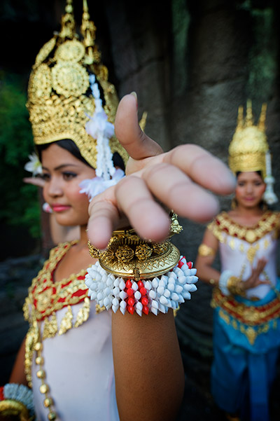 The hands of an Apsara dancer in the halls of Preah Khan temple, Angkor