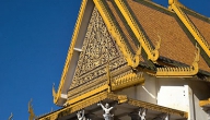 The stunning Khmer designed roofs and columns of the Royal Palace complex in central Phnom Penh